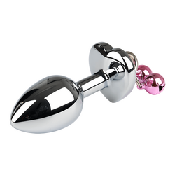 Metall-Analplug mit herzförmiger Basis &amp; Glöckchen, 7 cm