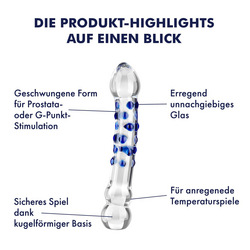 Glasdildo mit Noppen, 19,5 cm