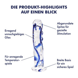 Glasdildo mit Noppen, 16 cm