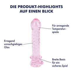 Glasdildo mit Rose, 14,5 cm
